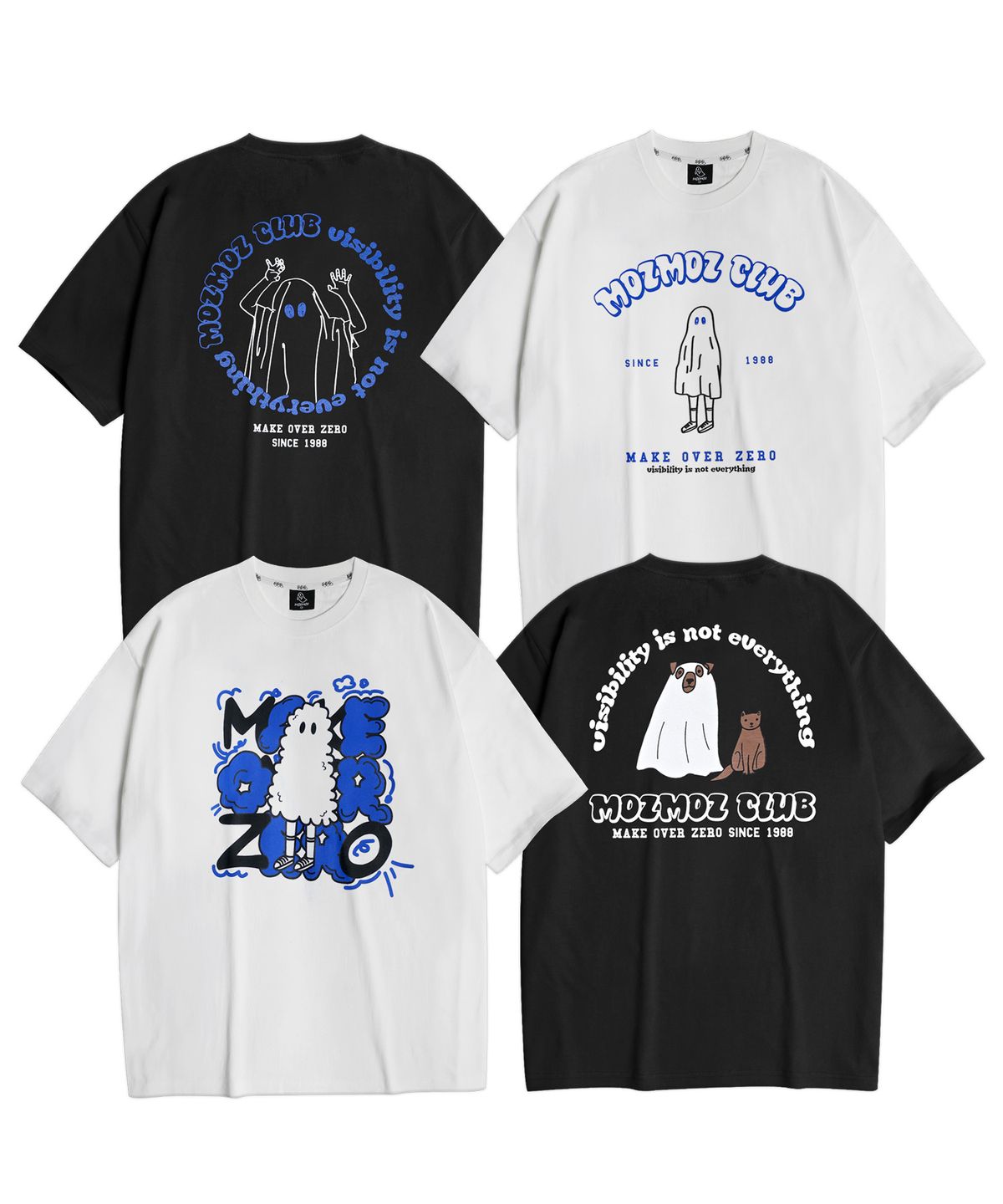 모즈모즈(MOZMOZ) [SET] 고스트 시리즈 오버핏 반팔티셔츠