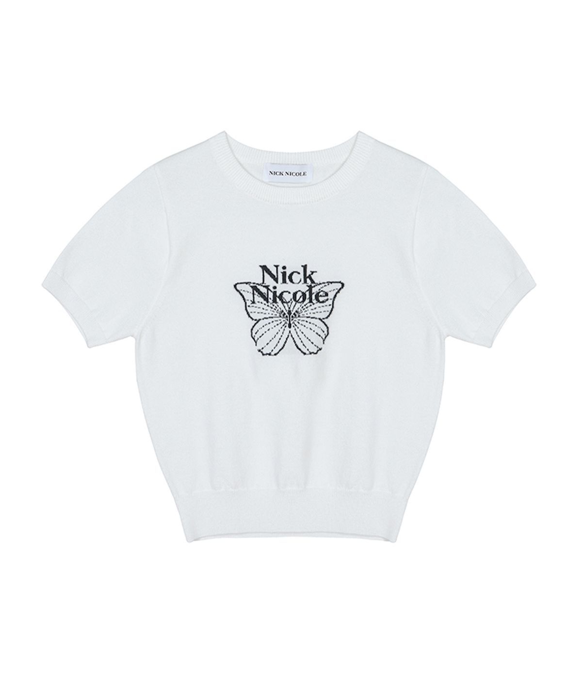 닉앤니콜(NICK&NICOLE) MINI BUTTERFLY SIGNATURE HALF KNIT_IVORY BLACK