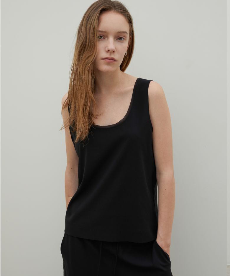 Drawstring Silk Trousers Black