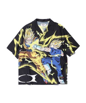 CRITIC X DRAGON BALL Z SON GOKU VS MAJIN VEGETA OPEN COLLAR SHIRT BLACK