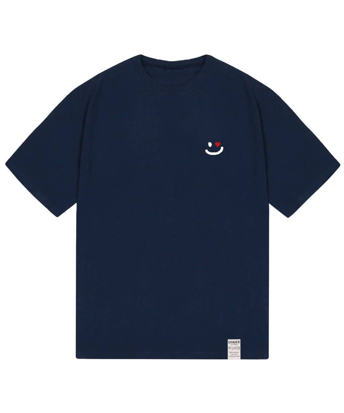 그레이버(GRAVER) [UNISEX]드로잉스마일 스몰 하트 반팔티_네이비
