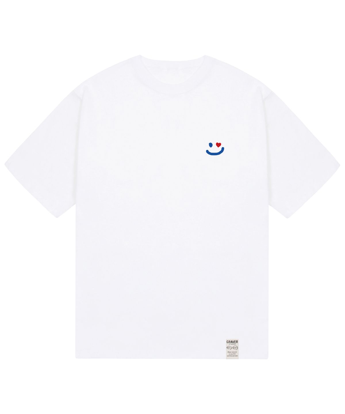 그레이버(GRAVER) [UNISEX]드로잉스마일 스몰 하트 반팔티_화이트