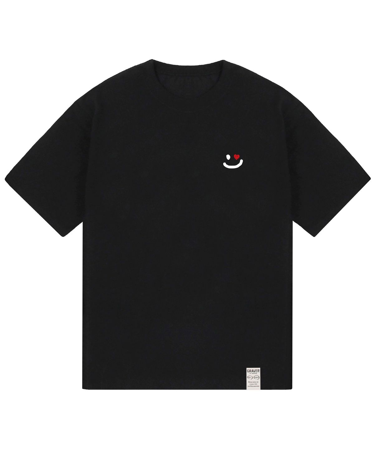 그레이버(GRAVER) [UNISEX]드로잉스마일 스몰 하트 반팔티_블랙