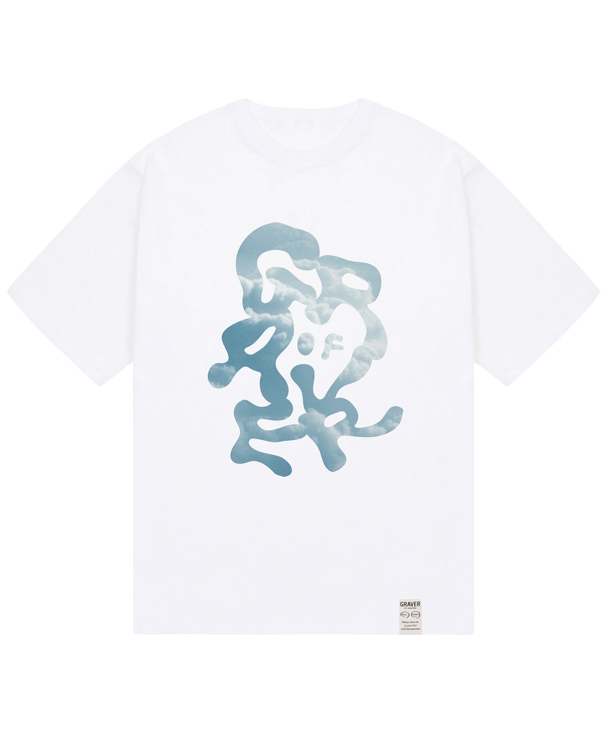 그레이버(GRAVER) [UNISEX]그래피티 구름 로고 반팔티_화이트