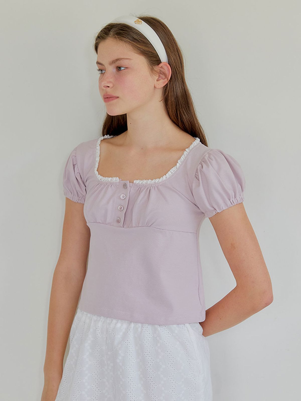 아노에틱(ANOETIC) PUFF LACE T-SHIRT_PINK
