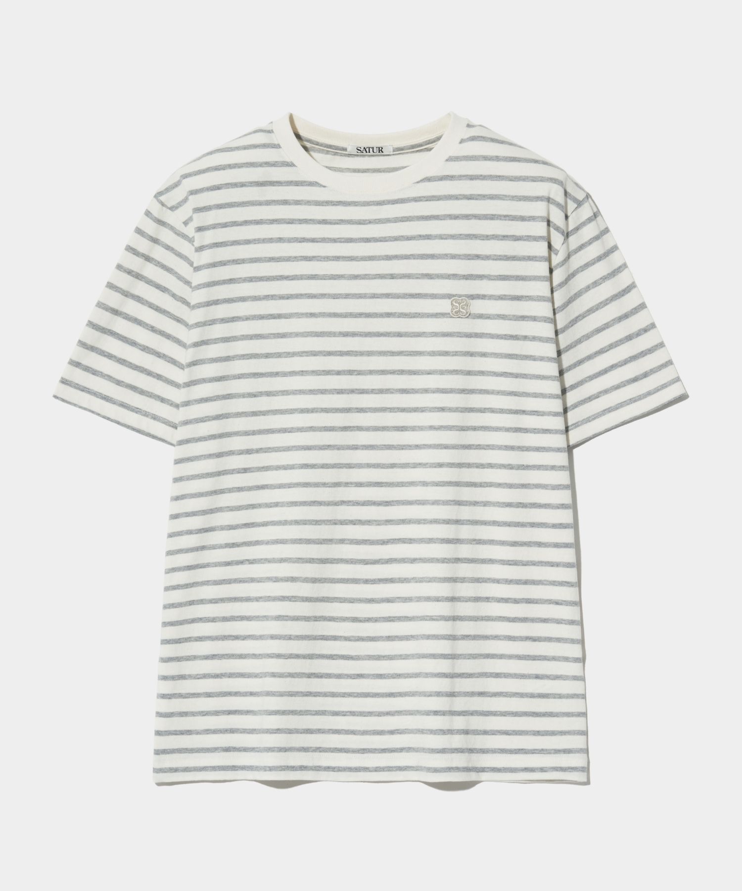 ★SATUR★ All Day Basic Stripe Short Sleeve T-Shirt Gray MUSINSA | SATUR All Day Basic Stripe Short Sleeve T-shirt Gray