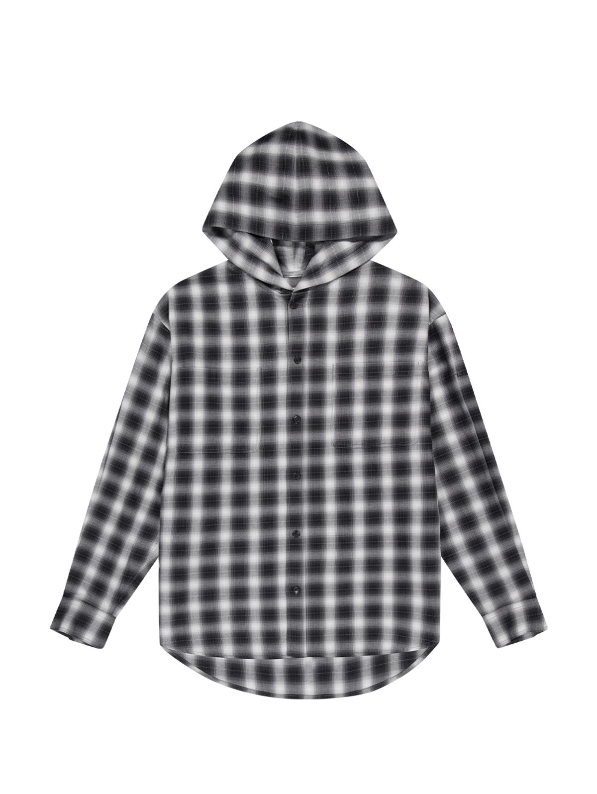 뚜오미오(TUOMIO) HOODED CHECK SHIRTS [BLACK]