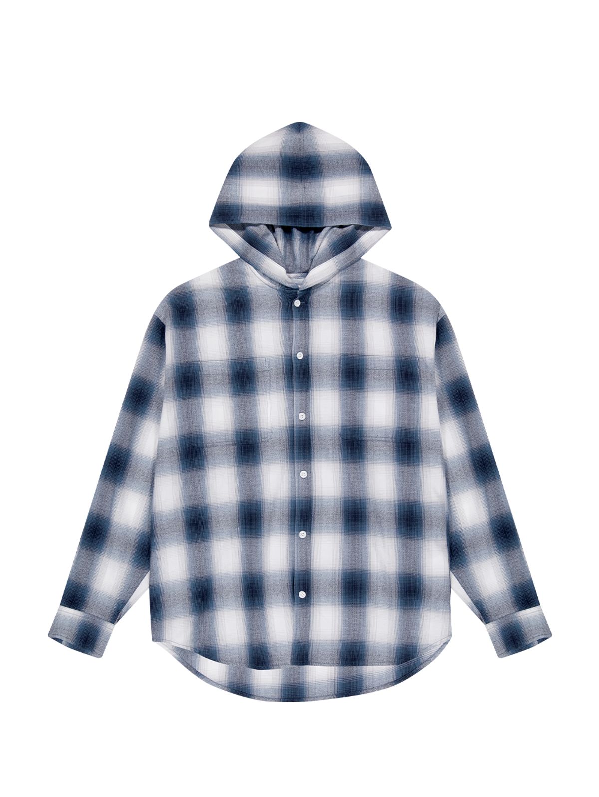 뚜오미오(TUOMIO) HOODED CHECK SHIRTS [BLUE]