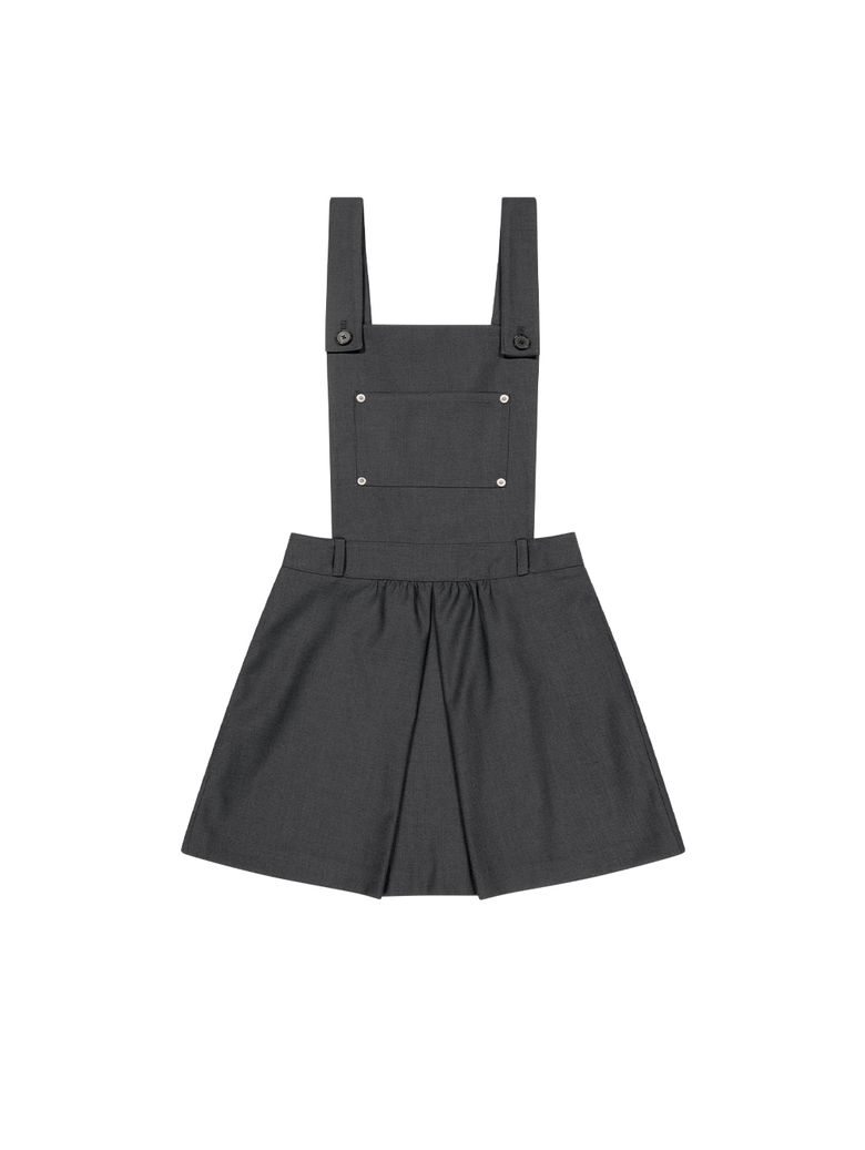 APRON-LIKE MINI DRESS [CHARCOAL]