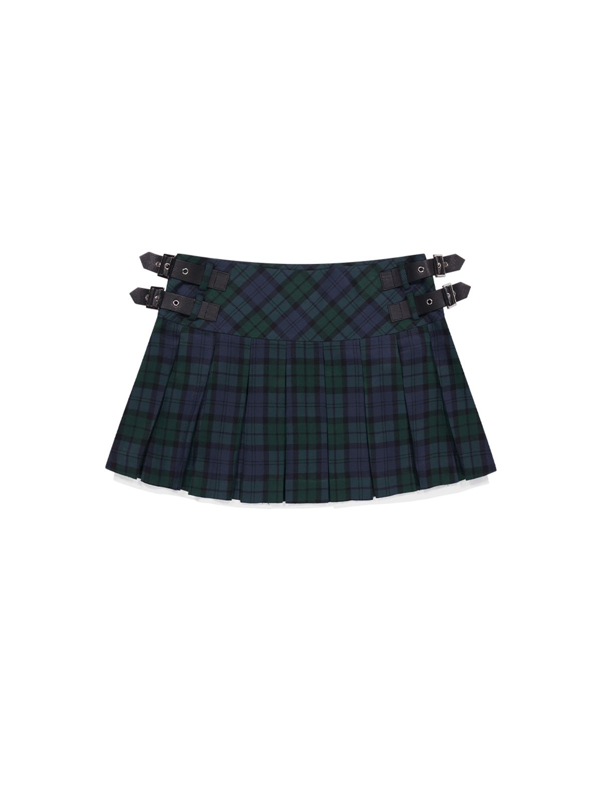 뚜오미오(TUOMIO) MINI CHECK PLEATS SKIRT [GREEN]