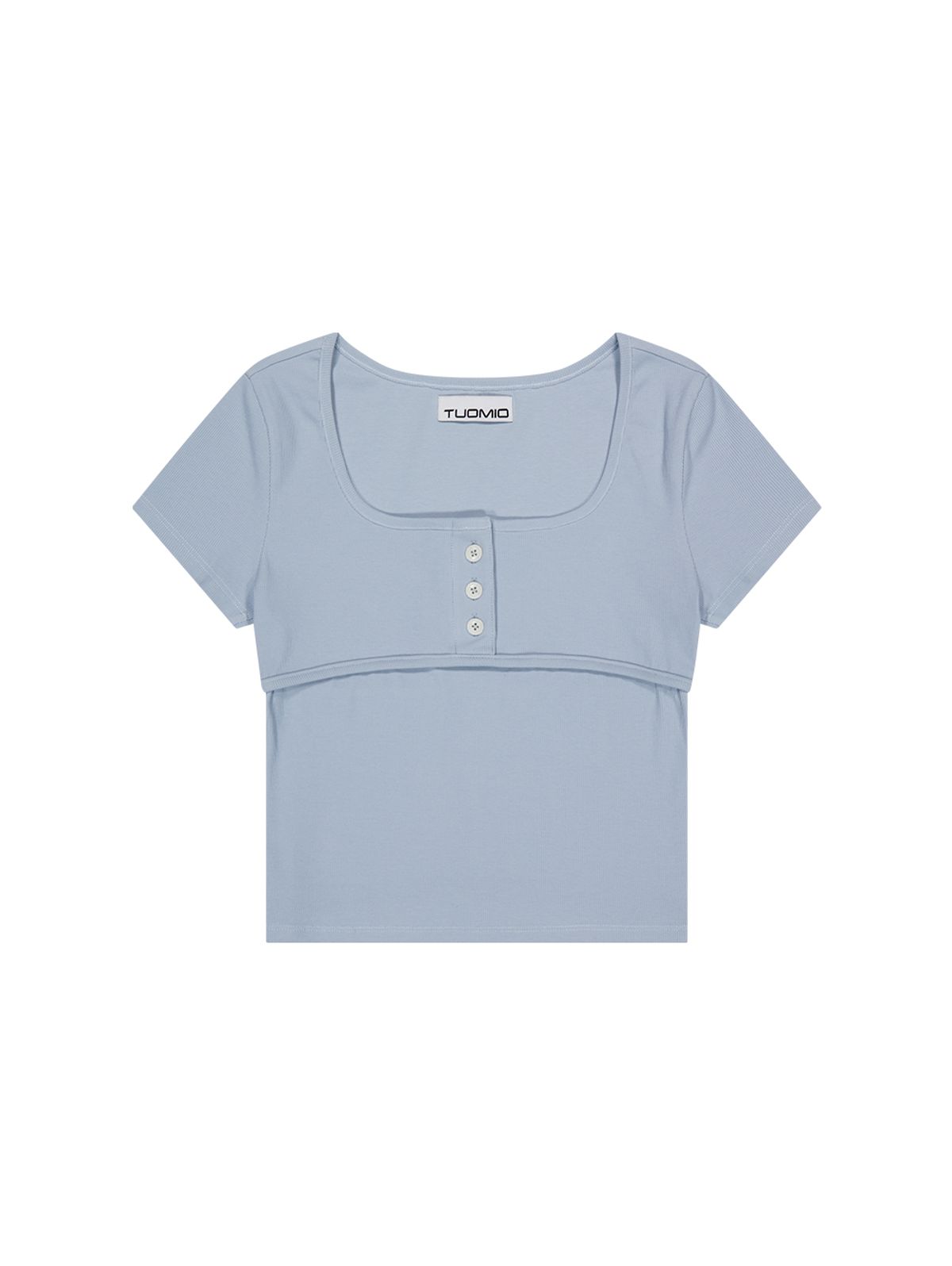 뚜오미오(TUOMIO) BUTTONED T-SHIRTS [BLUE]
