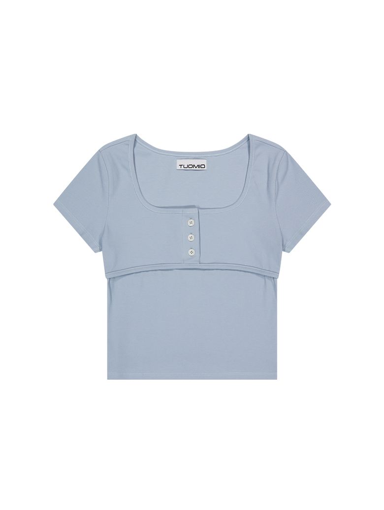BUTTONED T-SHIRTS [BLUE]