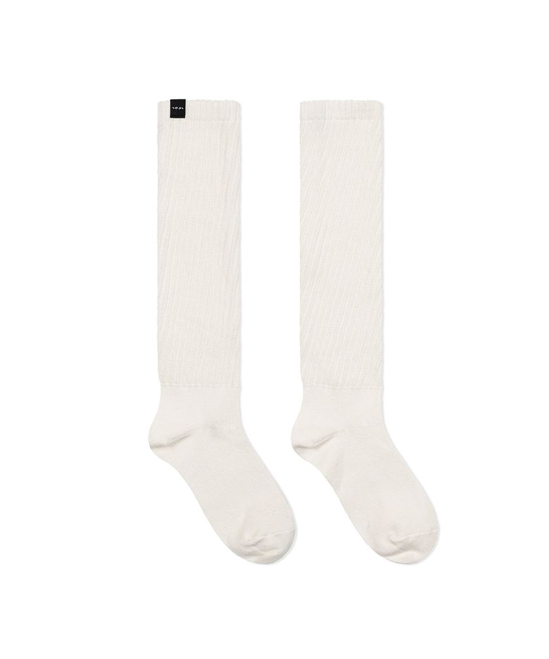 RIB KNEE SOCKS WHITE