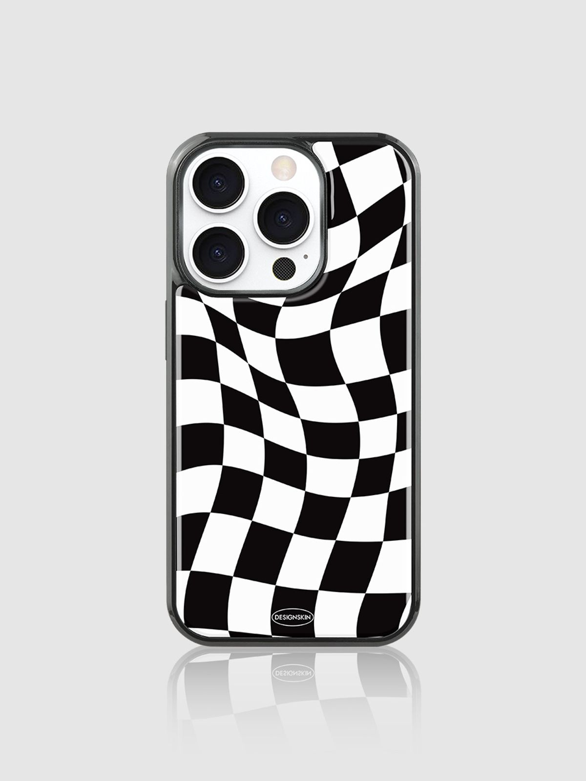 디자인스킨(DESIGNSKIN) 에폭시 그래픽 케이스ver.2 - 웨이브 체커보드/블랙