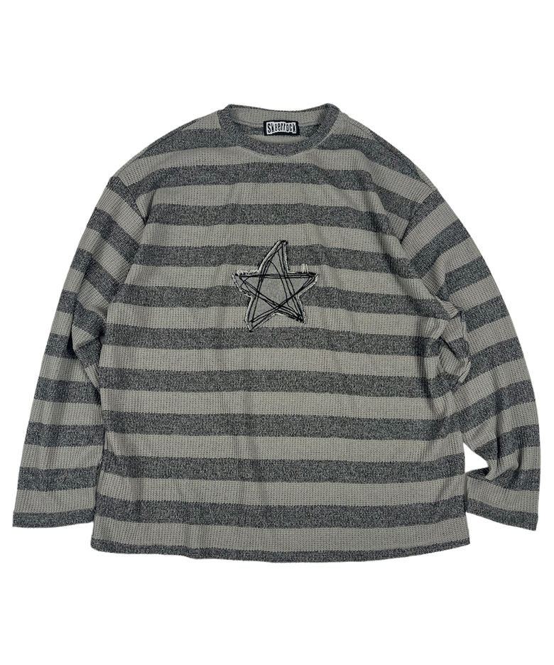 Loose Melange Knit Star Pullover (beige*gray)