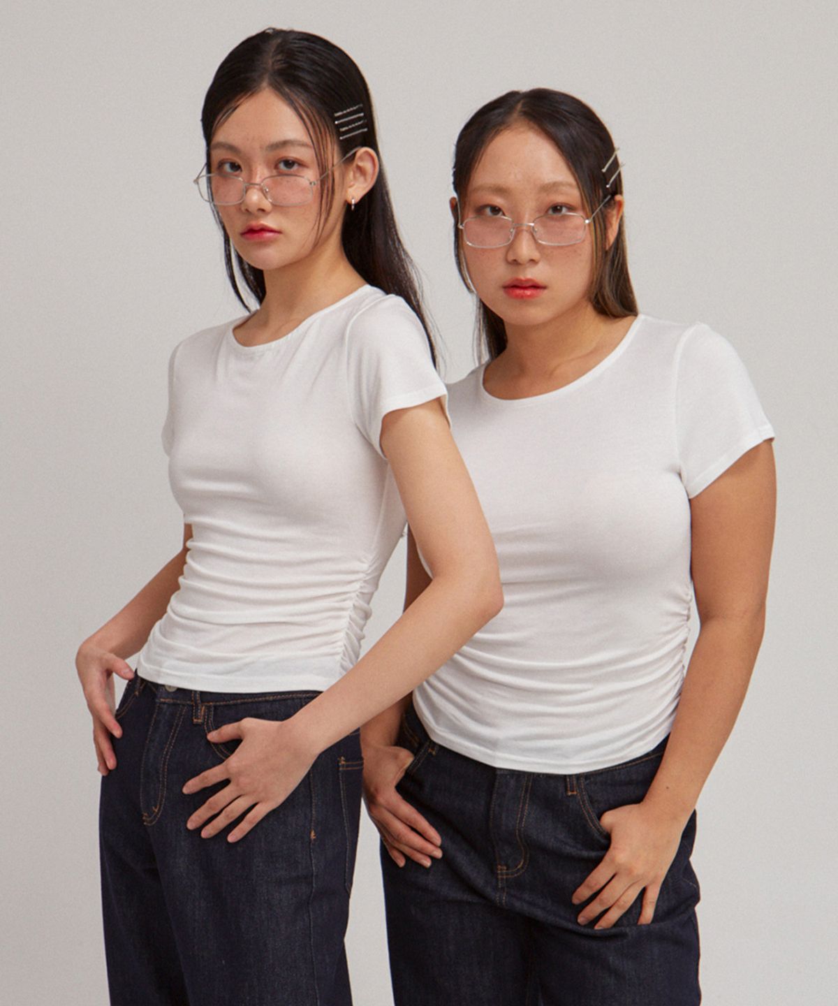 살롱 드 욘(SALON DE YOHN) Basic Shirring Short Sleeve T_ White