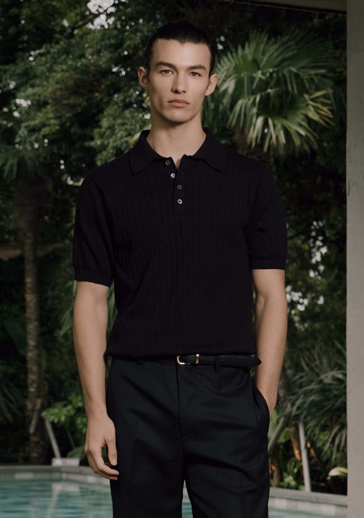 세비지(SAVAGE) Half Polo Knit - Black