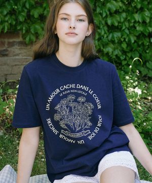 Marguerite Print T-shirt - Navy