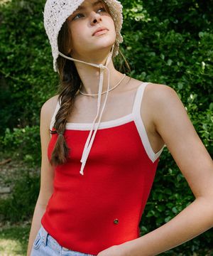 Color Block Sleeveless Knit - Red