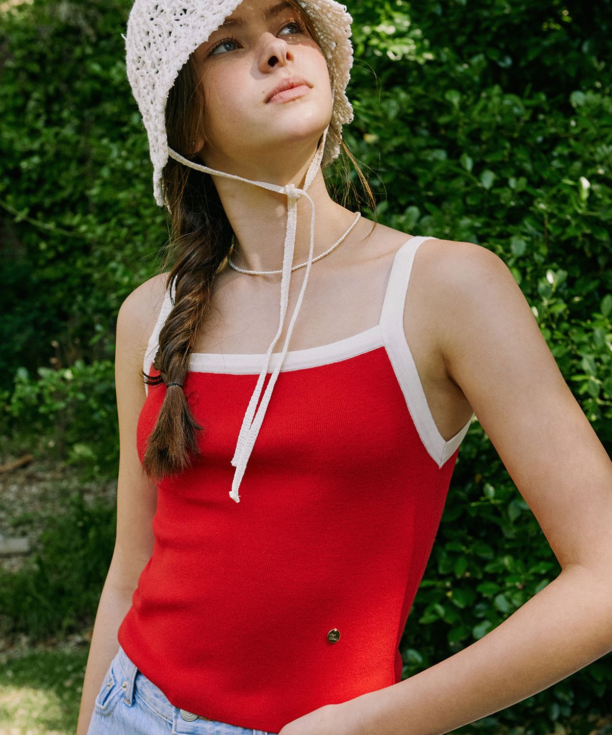 논로컬(NONLOCAL) Color Block Sleeveless Knit - Red