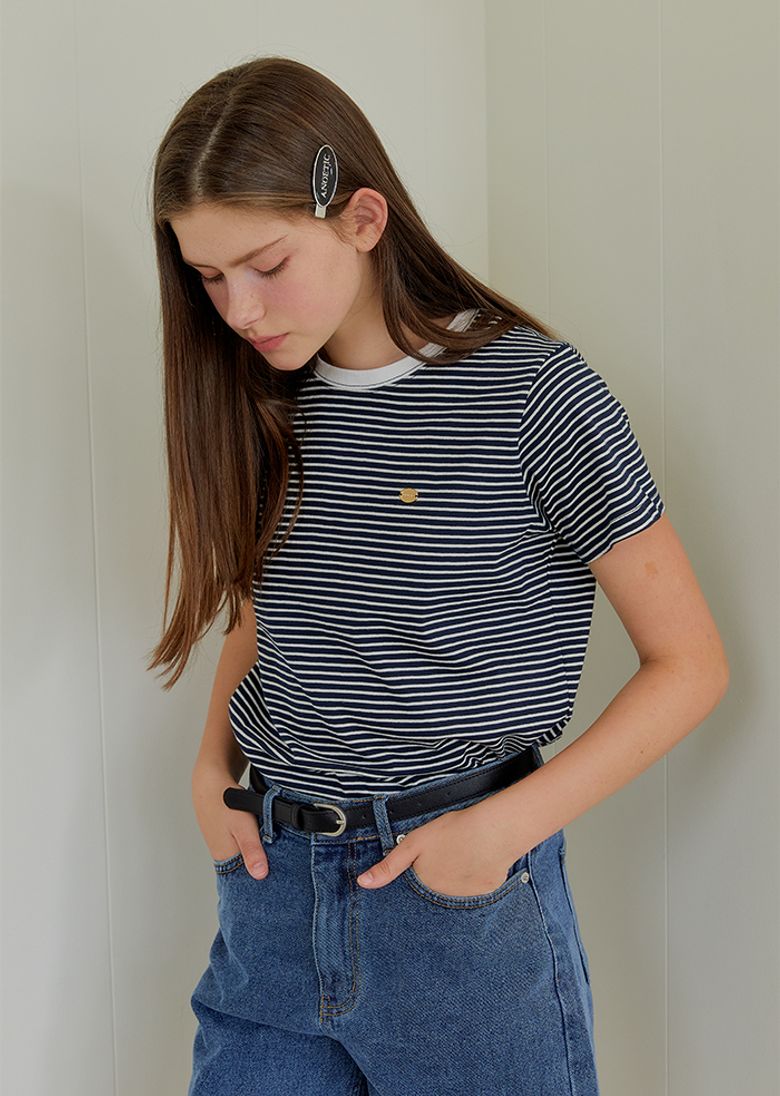 ANC GOLD LOGO DAILY TEE_NAVY STRIPE