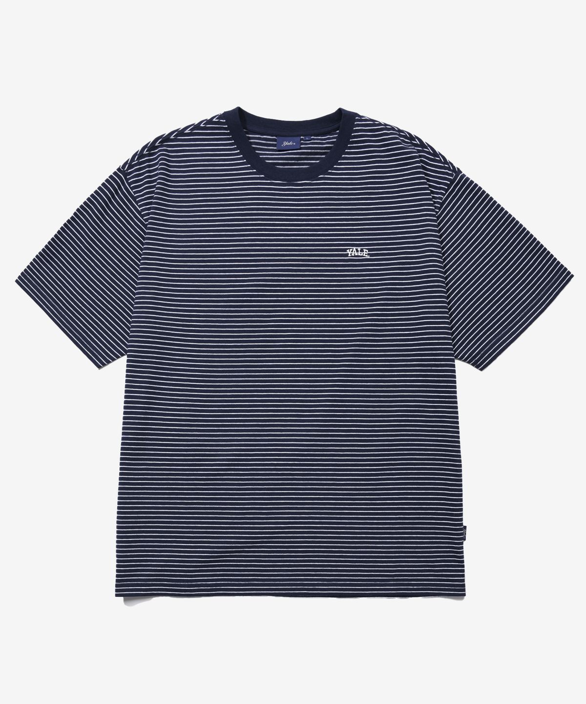 예일(YALE) SMALL ARCH LOGO STRIPE T-SHIRT NAVY
