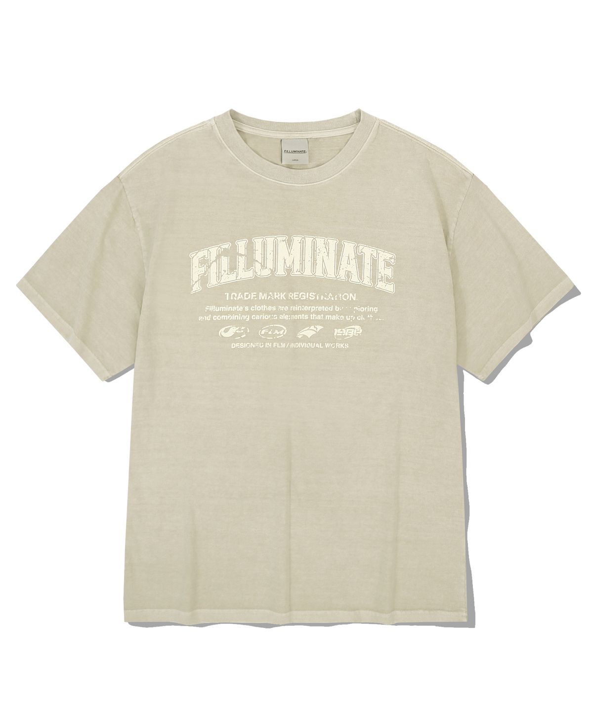 필루미네이트(FILLUMINATE) 데미지 그래픽 피그먼트 티셔츠-베이지
