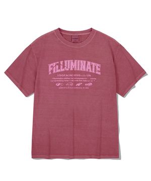 데미지 그래픽 피그먼트 티셔츠-와인