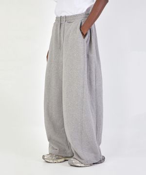 사이드 버튼 와이드 롱 스웨트팬츠 [그레이]