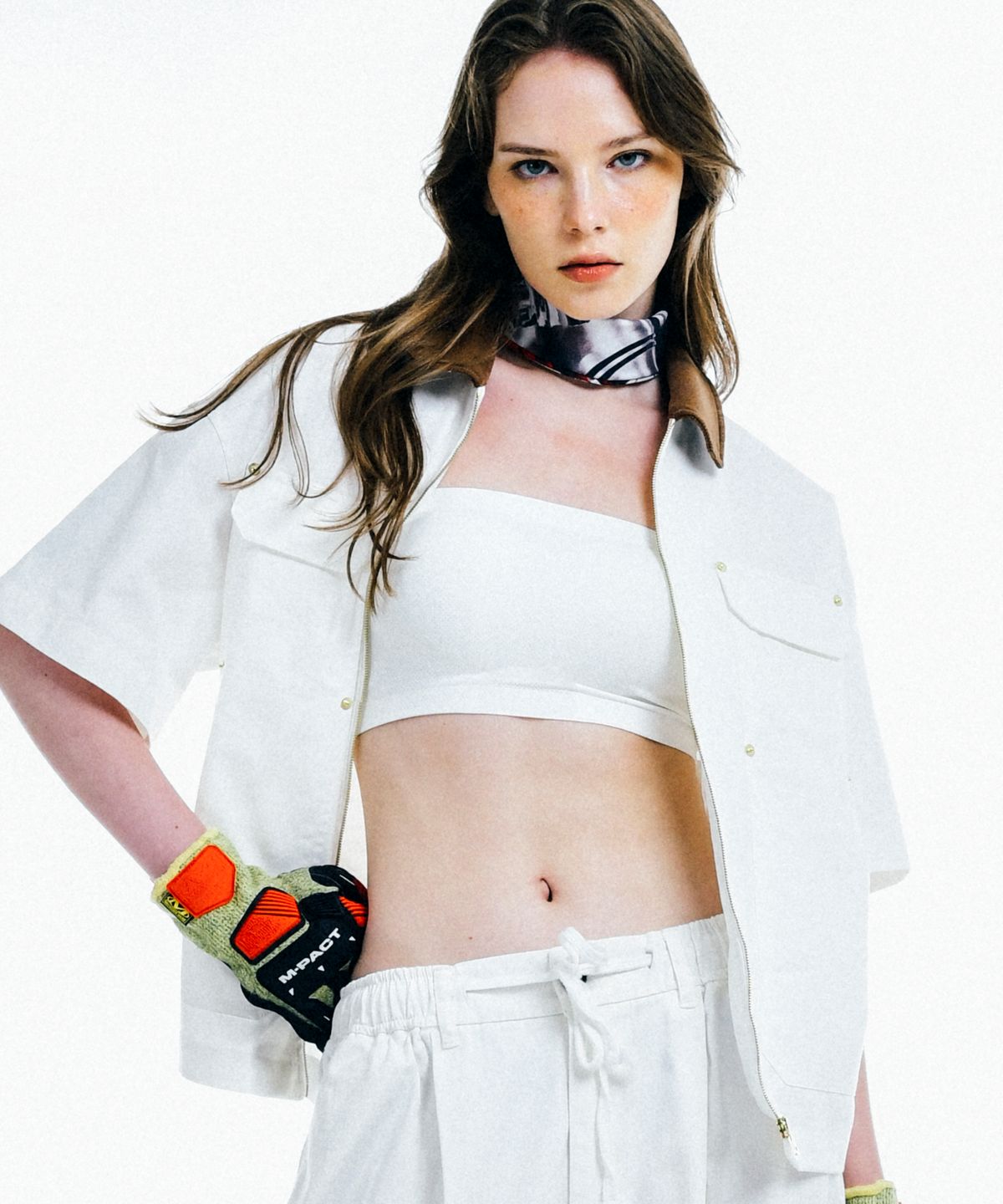씨오엠이(COME) [UNISEX] C.O.M.E Mechanic Short Sleeve Work Jacket (White)