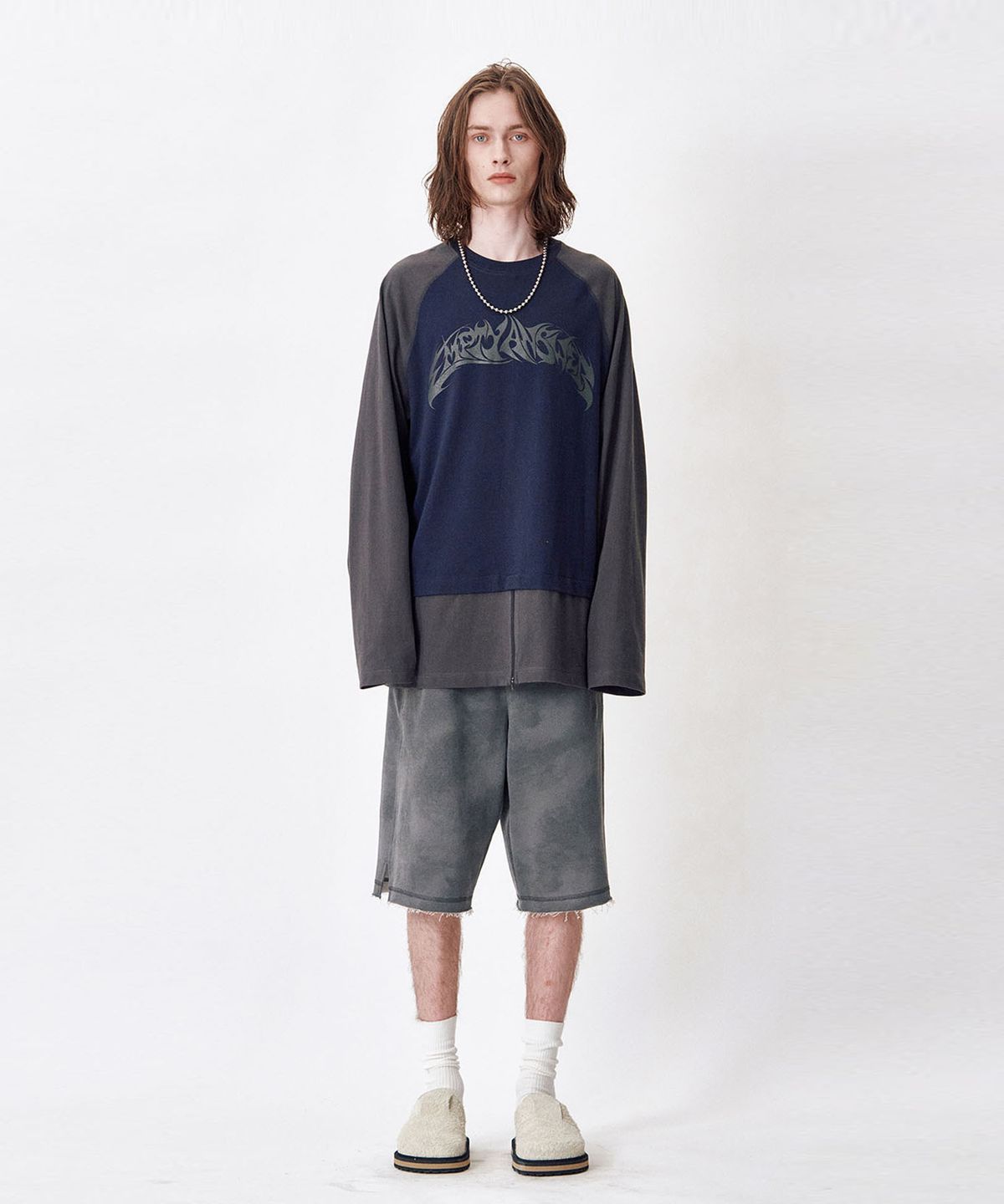 메아(MEA) LAYERED LONG SLEEVES TOP  [NAVY]