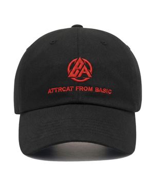 원형로고  볼캡_블랙 레드자수