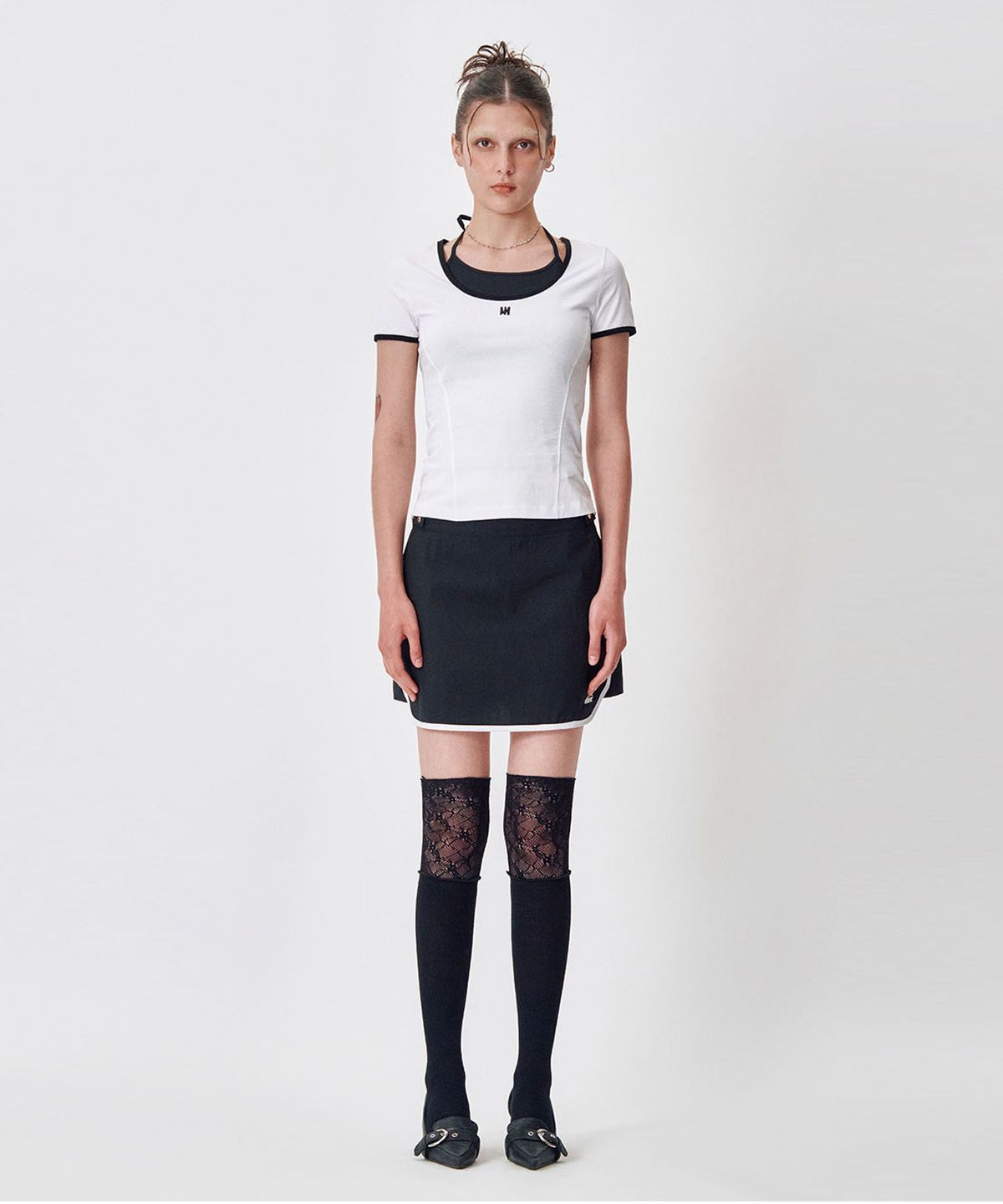 메아(MEA) HALTERNECK LAYERED TOP  [WHITE]