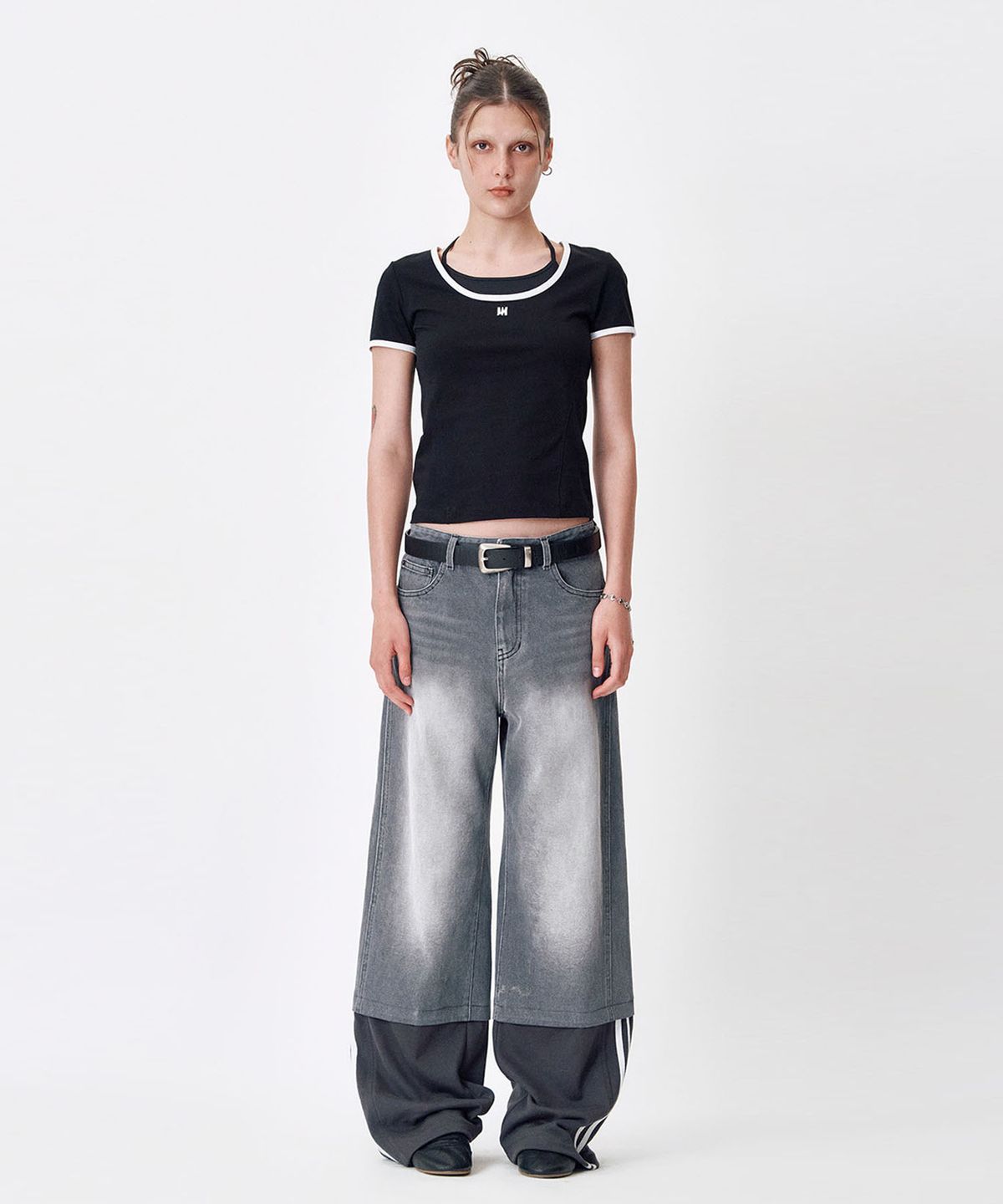 메아(MEA) HALTERNECK LAYERED TOP  [BLACK]