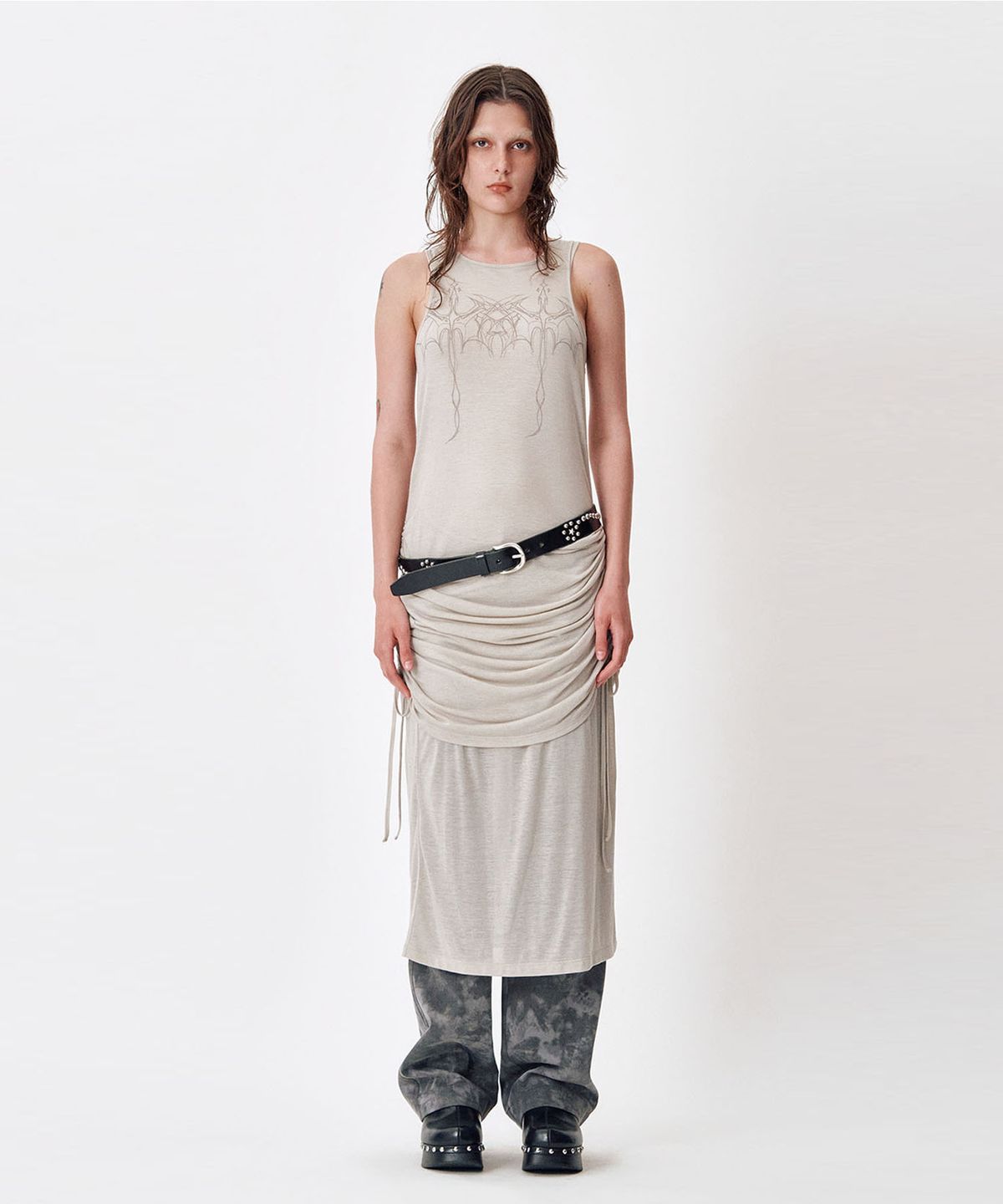 메아(MEA) DRAGON LAYERED DRESS [LIGHT GREY]