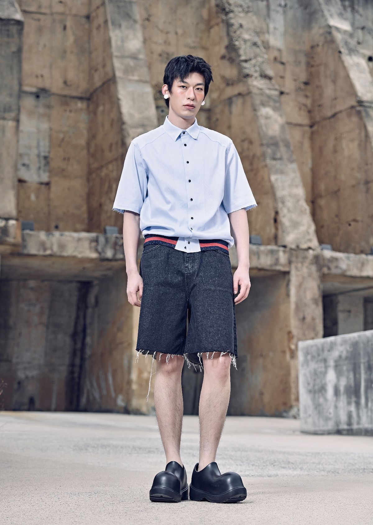 발로렌(VALOREN) Ribbed Hem Half Shirt