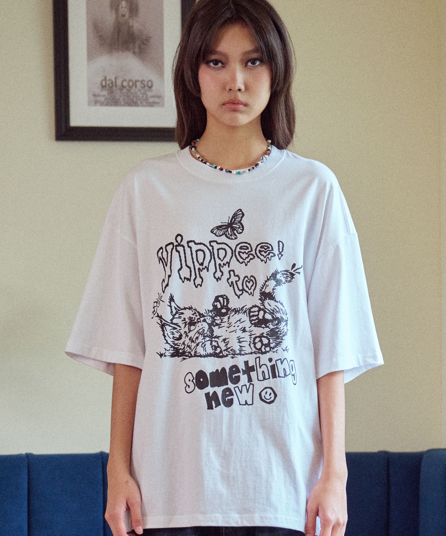 MUSINSA公式 | CPGN STUDIO Yeppi Cat Short Sleeve T-shirt White