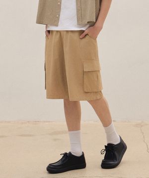 와이드 워싱카고쇼츠 [베이지]