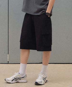 와이드 워싱카고쇼츠 [블랙]