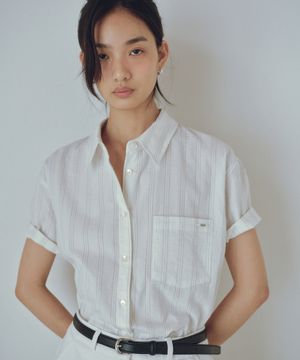 Stripe half sleeve shirt