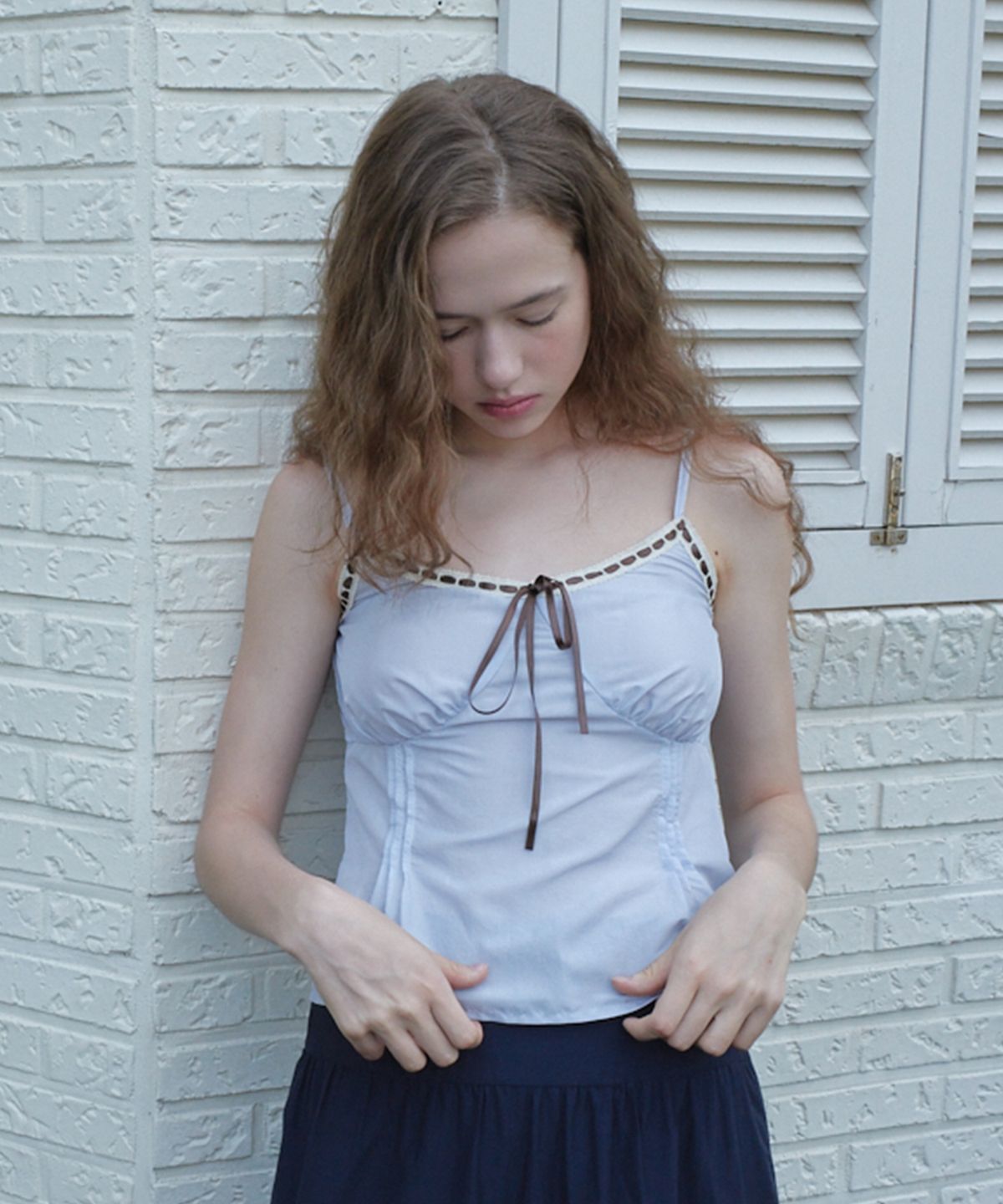 마가린핑거스(MARGARIN FINGERS) LACE RIBBON SLIP (BLUE)