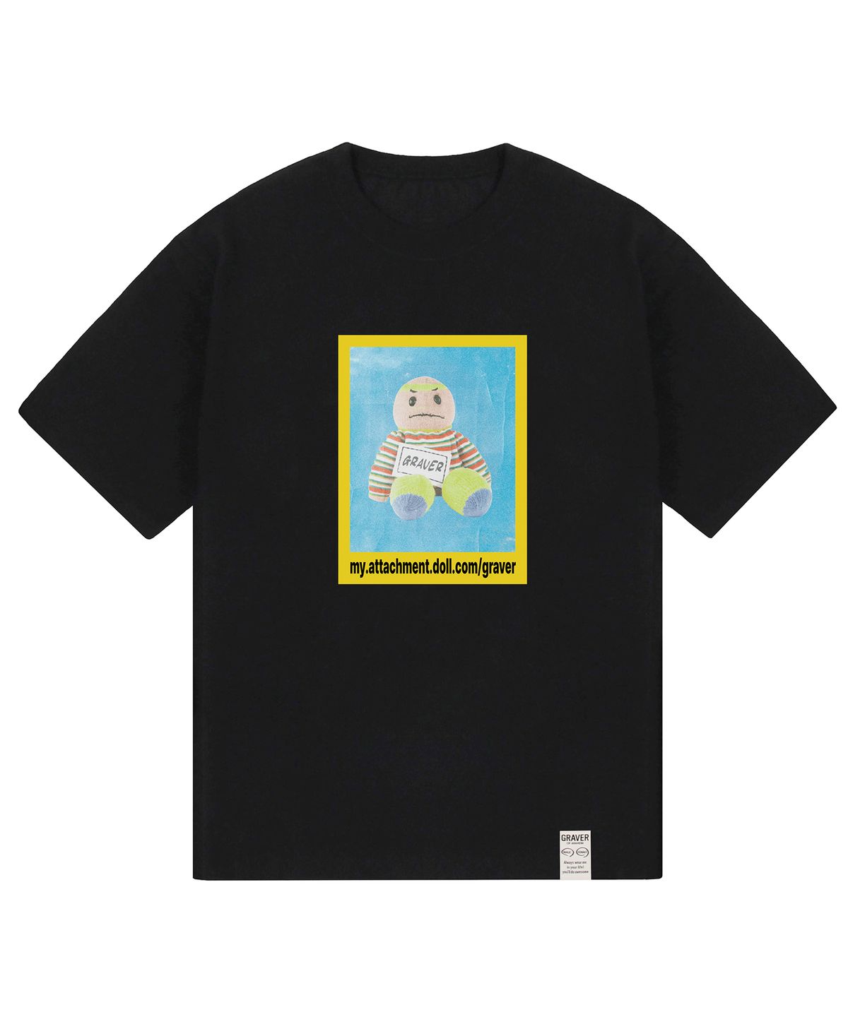 그레이버(GRAVER) [UNISEX]FOOL DOLL 옐로우 박스 반팔티_블랙
