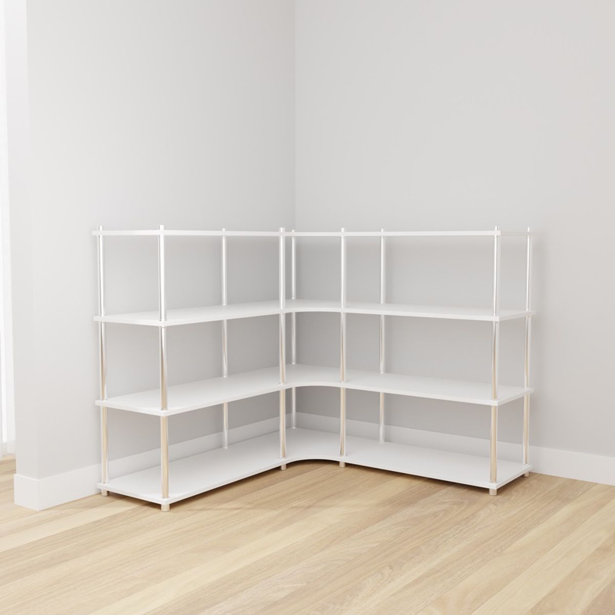 상도가구(SANGDOGAGU) 그로잉 팬트리 선반 코너형B (1350x1350) 4단 코너 수납장 거실장