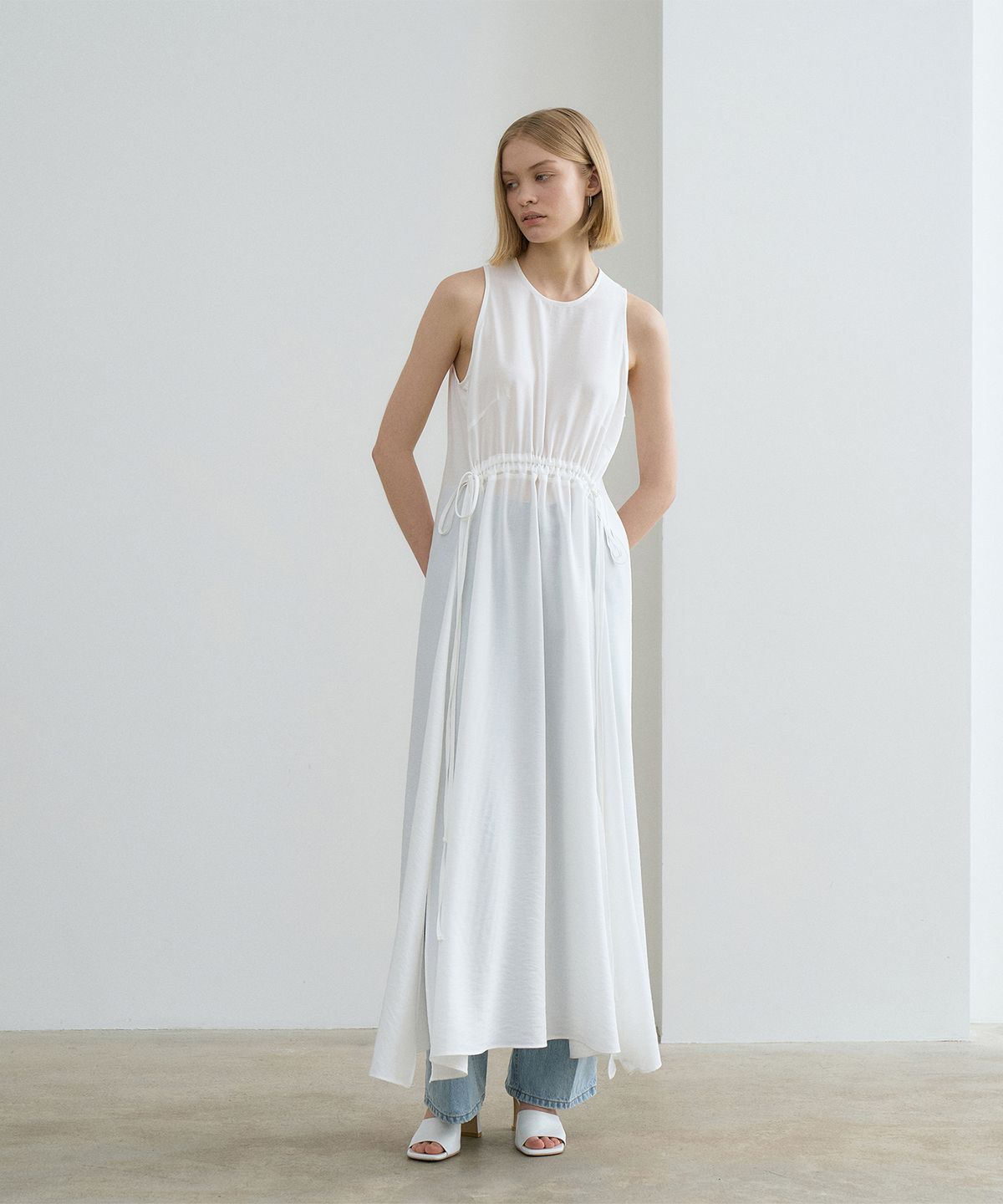 르네제이(RENEJ) Belted Shirring Long Dress