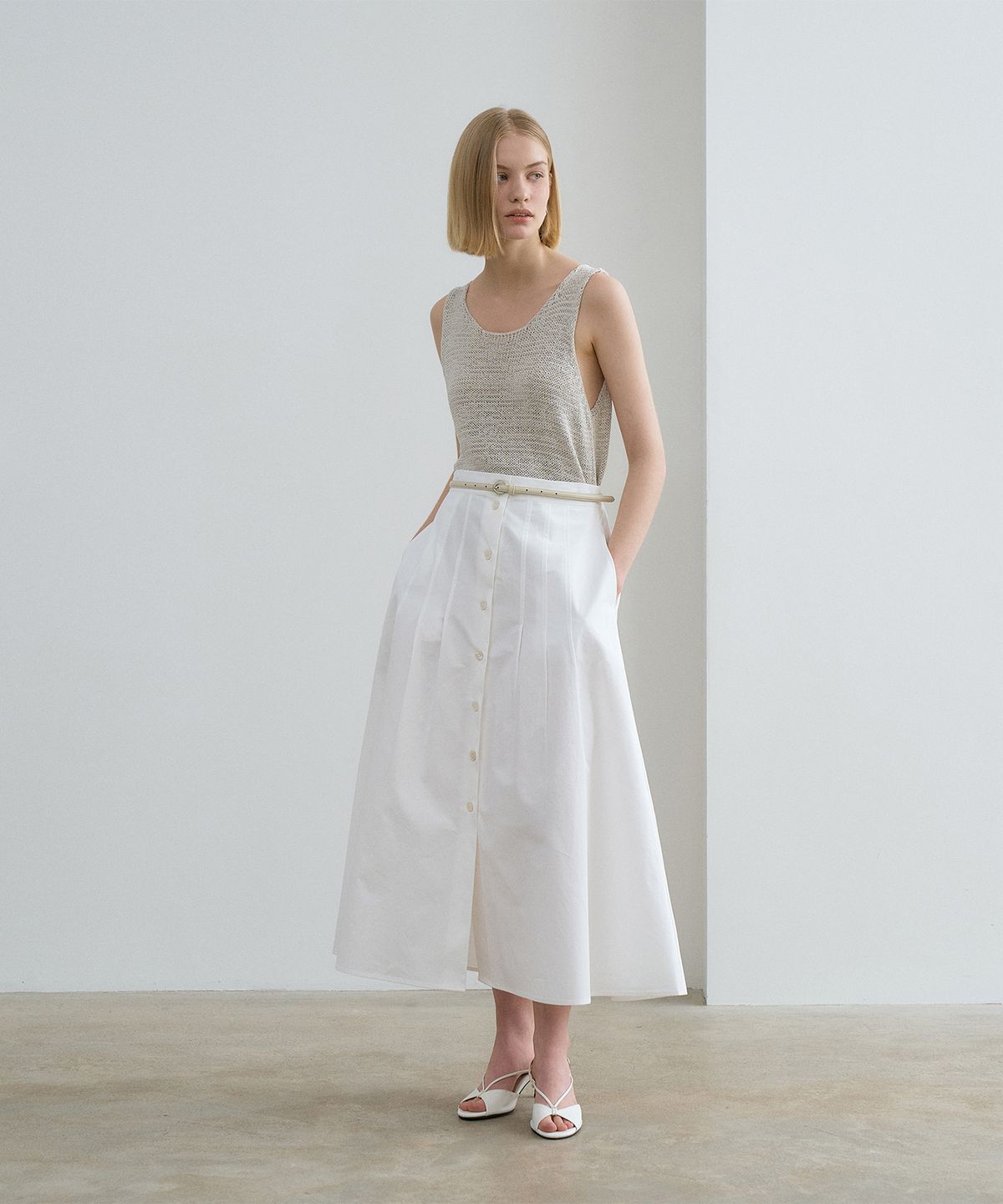 르네제이(RENEJ) A Line Button Skirt