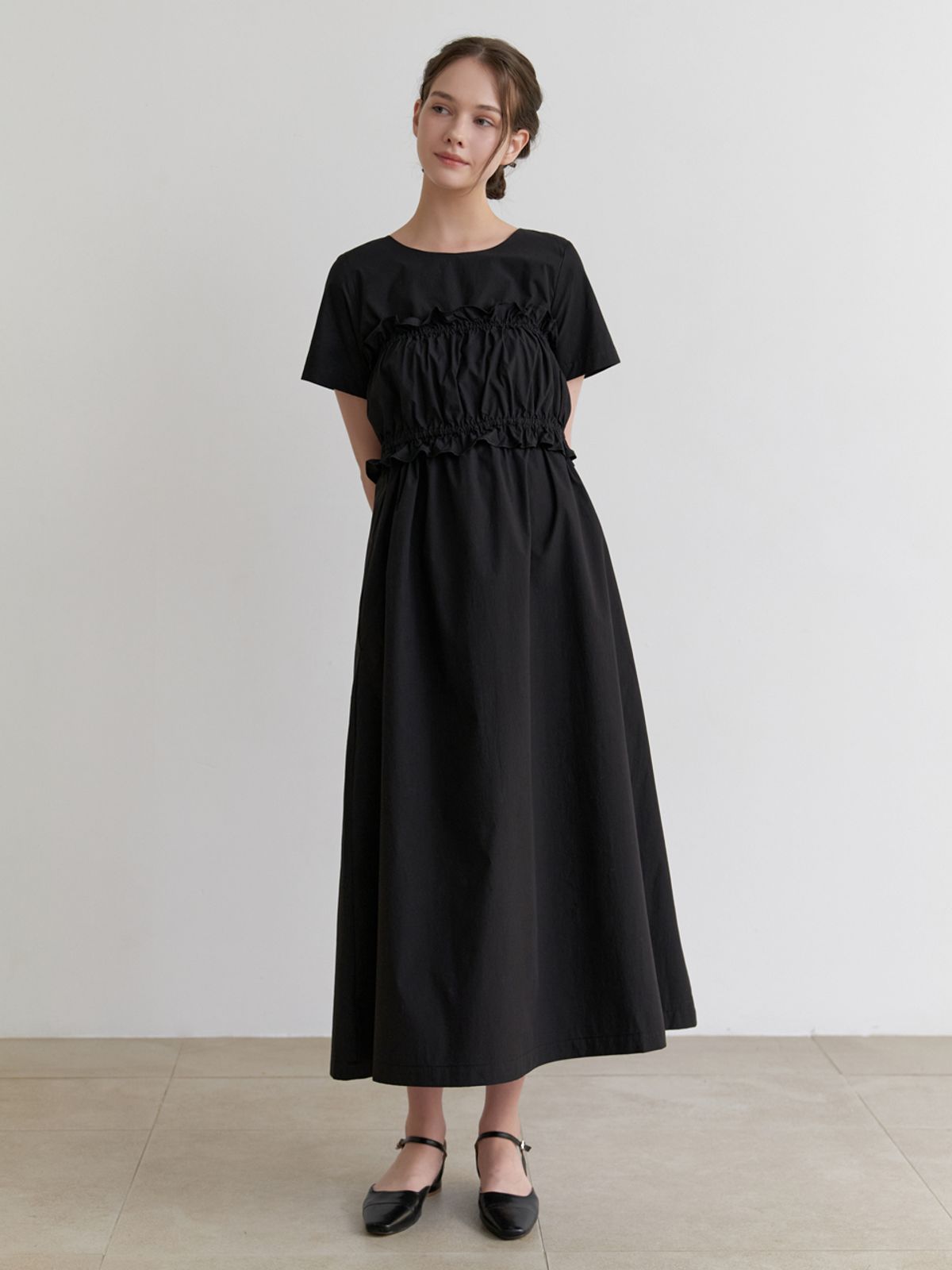 리엘(RE L) Flavor layered set dress (black)