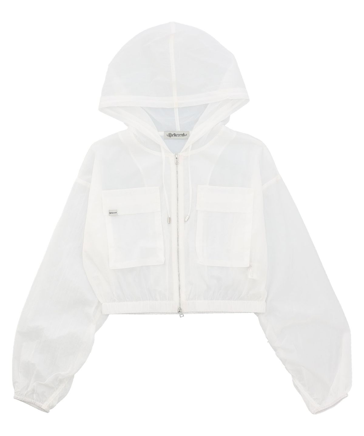 델리센트(DELICCENT) 소매 셔링 후디 점퍼 [WHITE]