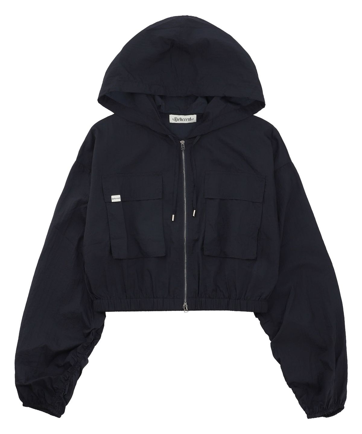 델리센트(DELICCENT) 소매 셔링 후디 점퍼 [NAVY]