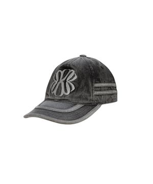 WASHED LINE DENIM CAP (BLACK)