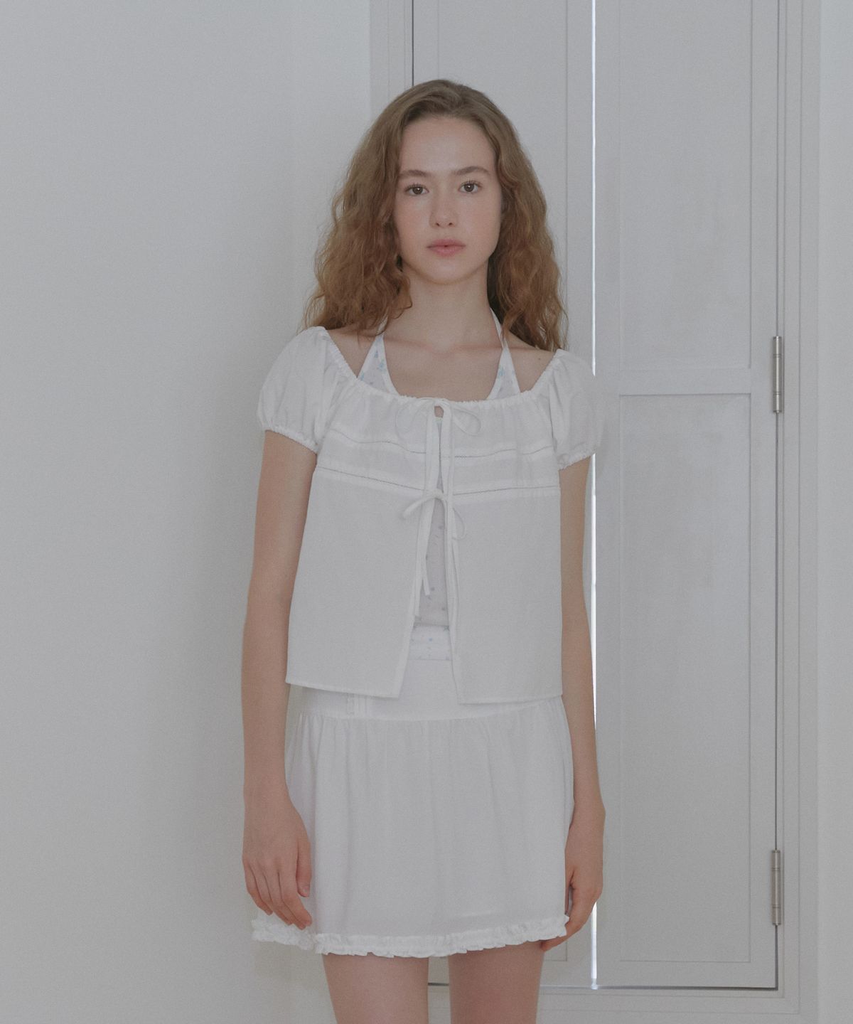 마가린핑거스(MARGARIN FINGERS) LACE PIN TUCK SKIRT (WHITE)